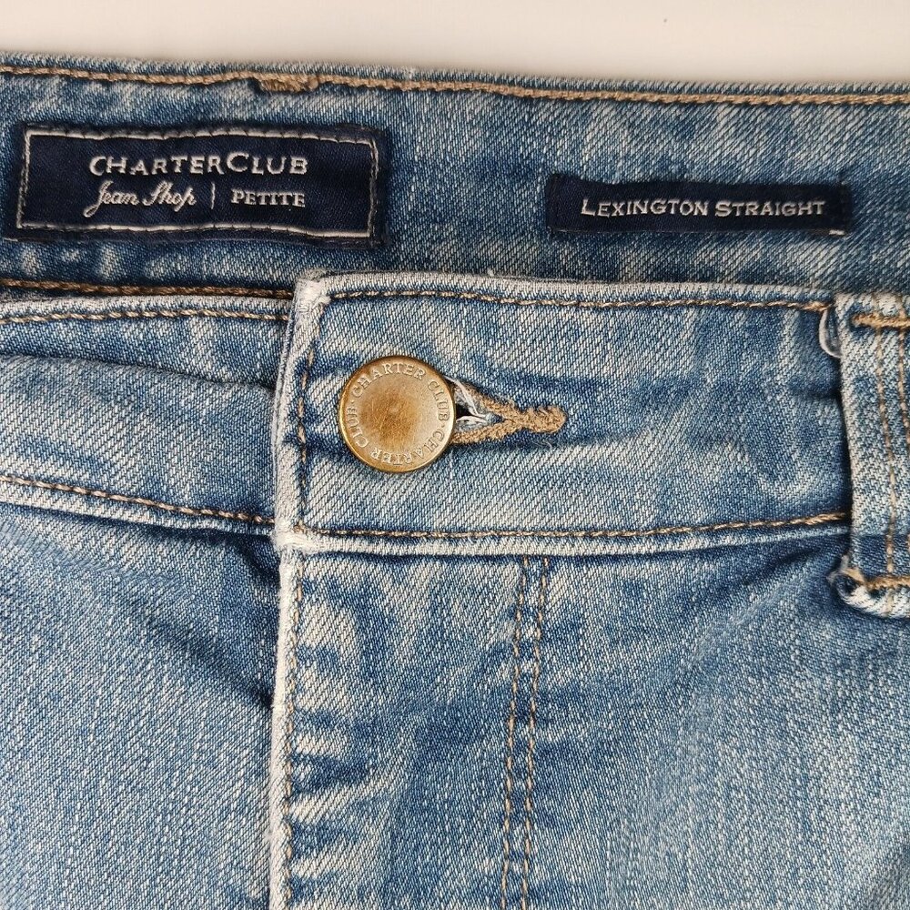 Charter Club Lexington Straight Jeans Womens 14PS Petite Blue Super Soft Denim - Picture 4 of 7